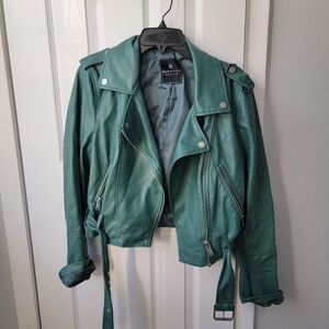 Bagatelle Women's Teal Leather Jacket